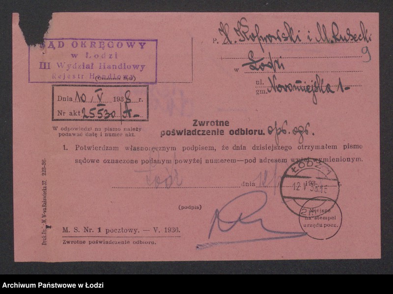 Obraz 11 z jednostki "Manel Rusecki, Hersz Lajbusz Koprowski- sprzedaż futer"