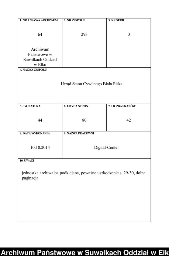 Obraz 1 z jednostki "[Sterbe-Haupt-Register des Königlichen Preussischen Standes-Amtes Bialla Kreis Johannisburg]"