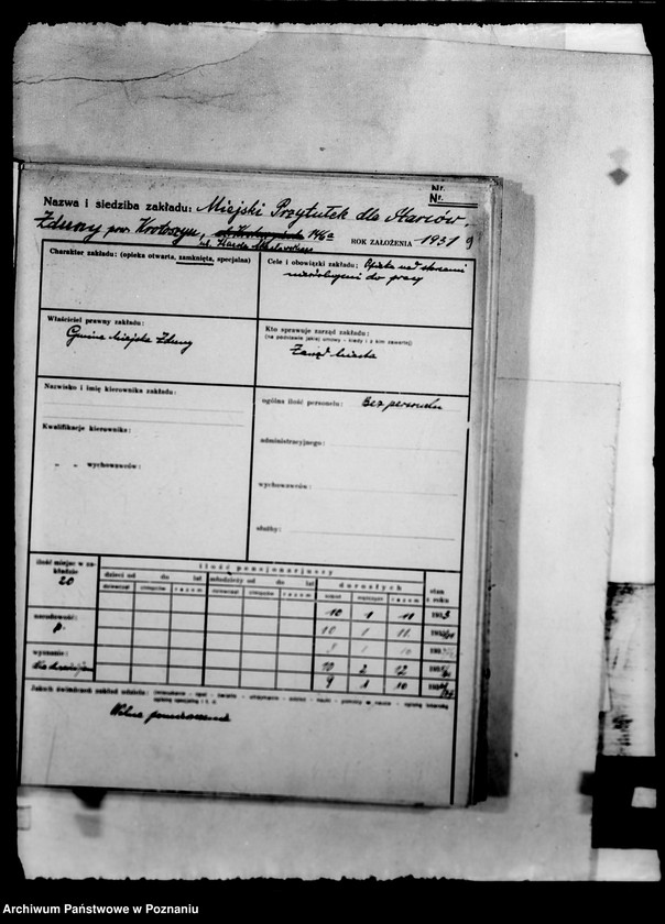 Obraz 13 z jednostki "/Kartoteka stowarzyszeń i zakładów opiekuńczych/"