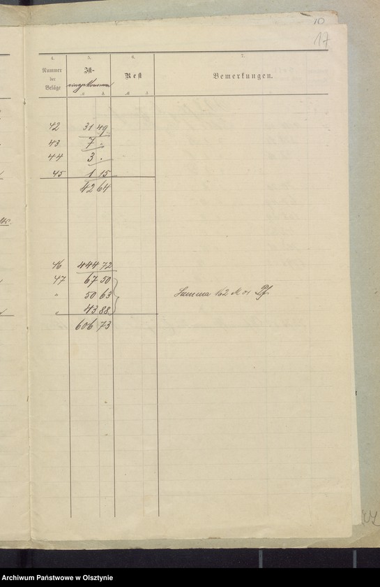 image.from.unit.number "Rechnung über Einnahme und Ausgabe der Kirchenkasse zu Widminnen"