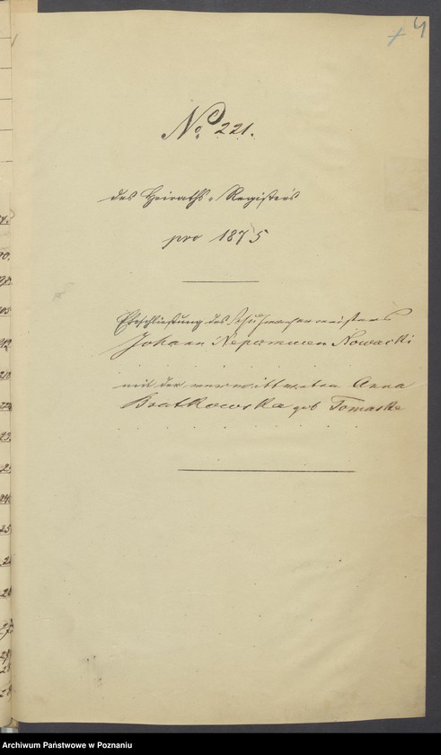 Obraz 6 z jednostki "Die von den Verlobten beigebrachten Urkunden zur Eheschliessung pro 1875"