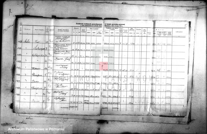 Obraz 17 z jednostki "Ewidencja udzielonych przywłaszczeń obiektów sprzedanych na zasadzie umów markowych /poz. 3 Uchwały Rady Ministrów z dnia 12.V.1933 r./"