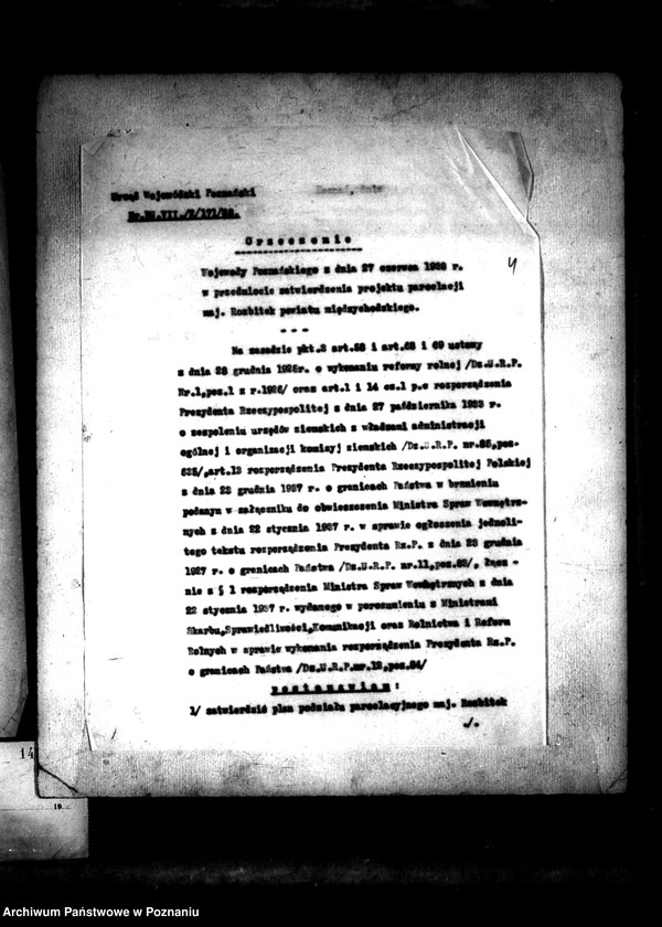 Obraz 9 z jednostki "Majątek Rozbitek powiatu międzychodzkiego zatwierdzenie projektu parcelacyjnego"