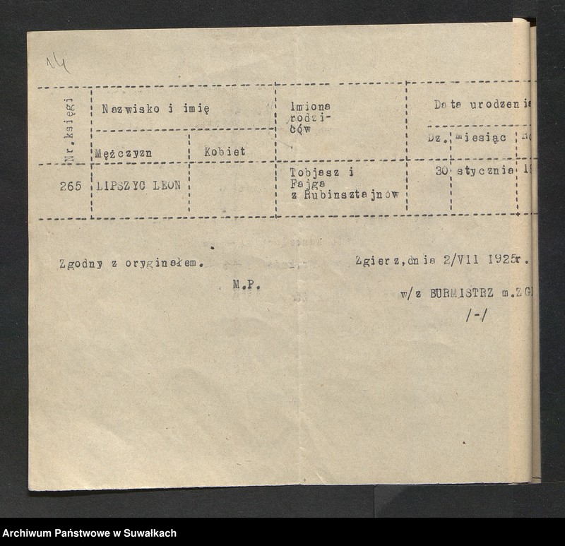 image.from.unit.number "Dowody do aktów ślubu 1926 r."