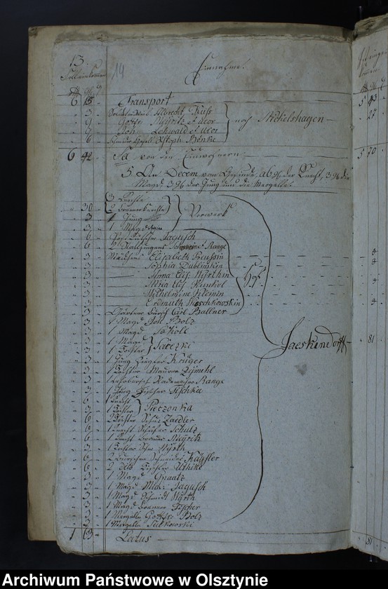 image.from.unit.number "Jahr Rechnung aller Einnahme und Ausgabe der Jäskendorffschen Kirche"