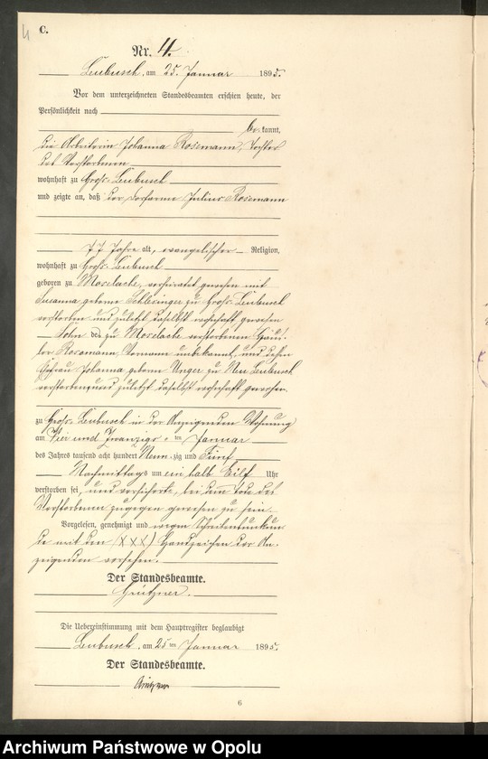 image.from.unit.number "Sterbe-Neben-Register Standes-Amt Leubusch 1895"