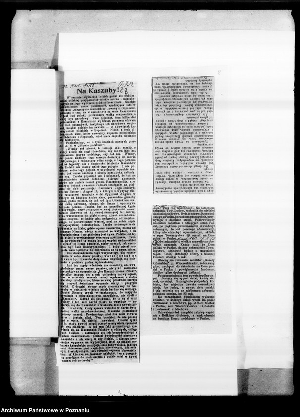 Obraz 14 z jednostki "Kaszuby i Mazury [wycinki prasowe] oraz spis miejscowości sporządzony przez ks. W. Barczewskiego do wydawnictwa "Geografia Polskiej Warmii"."