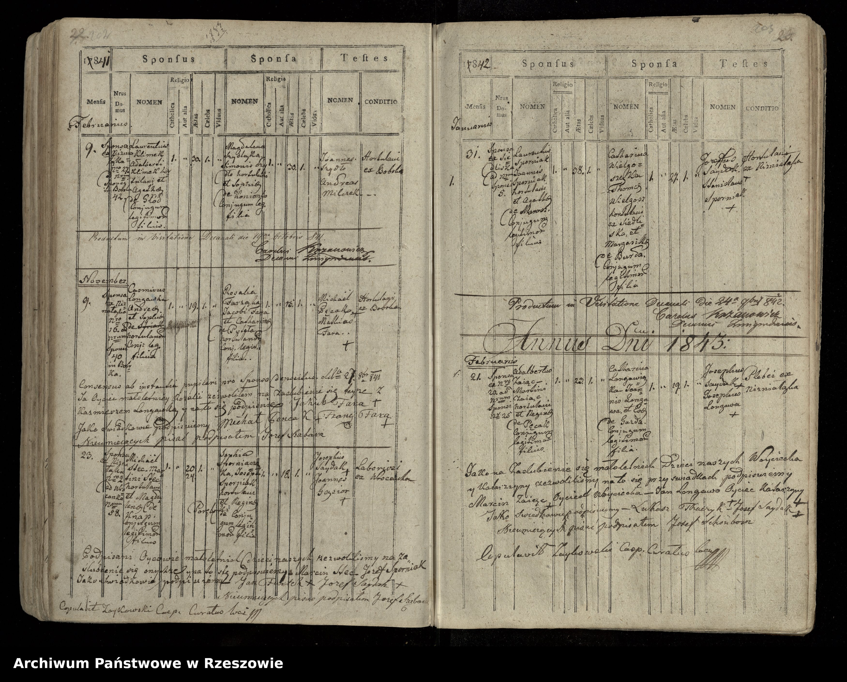 Skan z jednostki: Księga urodzeń z lat 1784-1853, małżeństw z lat 1784-1910 i zgonów z lta 1784-1886 dla miejscowości Niżna Łąka