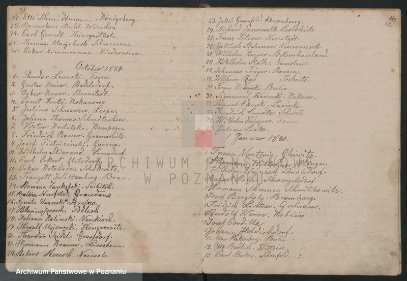 Obraz 17 z jednostki "[Księga rejestracji czeladników zatrudnionych u mistrzów piekarskich w Lesznie]"