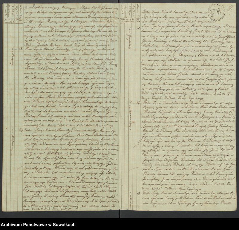image.from.unit.number "Akta urodzonych gminy puńskiey od 1-go stycznia do dnia ostatniego grudnia 1816 roku."