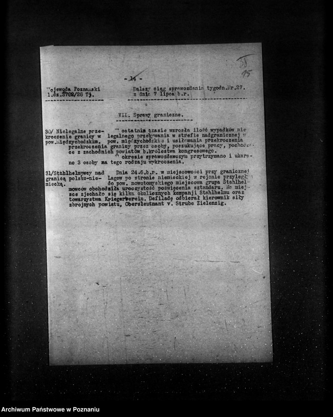 Obraz 20 z jednostki "Sprawozdania sytuacyjne tygodniowe za czas od 29 czerwca do 2 sierpnia 1928 r."