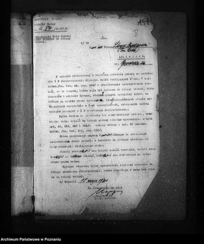 Obraz 12 z jednostki "/Uprawnienia wodne firmy Lloyd Bydgoski, Spółka Akcyjna Bydgoszcz ul. Grodzka 28/29/"