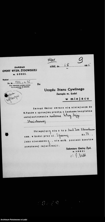 Obraz 14 z jednostki "Akta dotyczące spraw Urzędu Stanu Cywilnego"