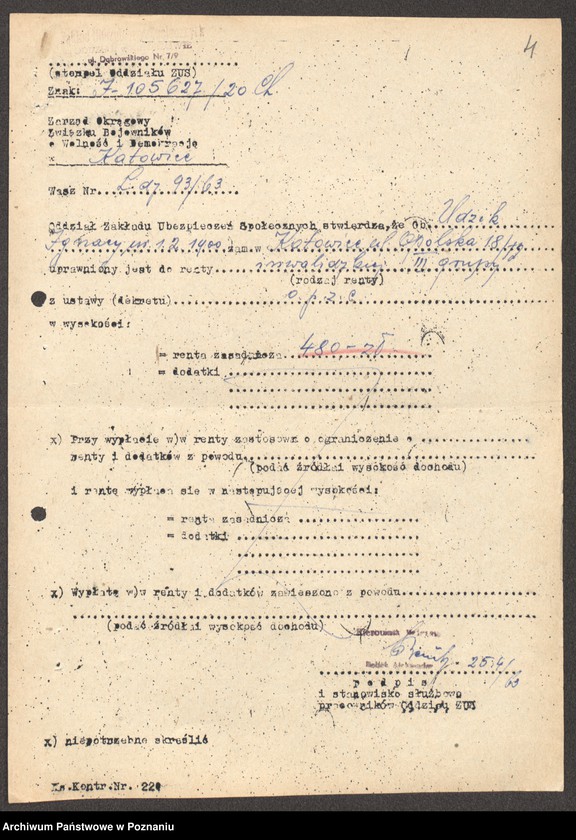 Obraz 18 z jednostki "Życiorysy powstańców wielkopolskich: U - V."