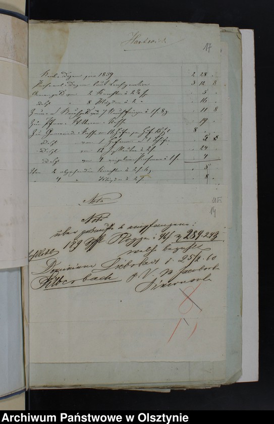 image.from.unit.number "Beläge pro 1859/60 von Geld Rechnung Silberbach"