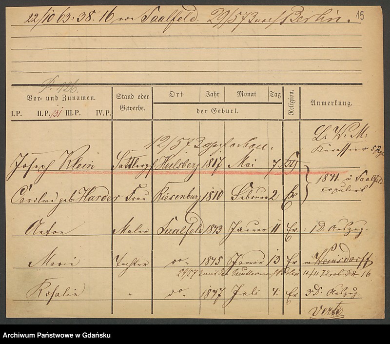 image.from.unit.number "Karty meldunkowe: Klein Johanna - Klein Marie"