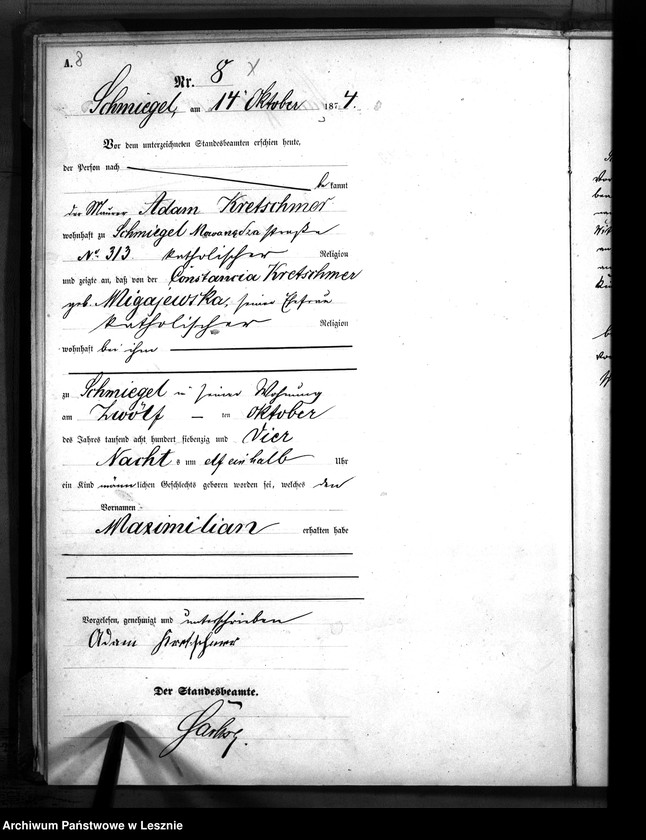 Obraz 11 z jednostki "[Księga urodzeń - miasto]"