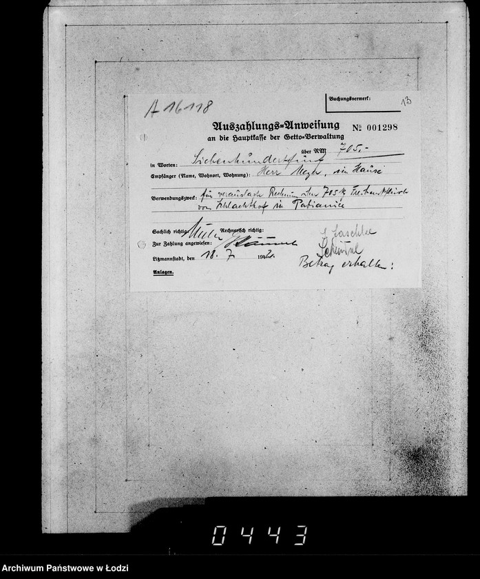 Obraz 16 z jednostki "Aufträge, [Lieferscheinen und Rechnungen] 16051-16121 [Zamówienia, rachunki, dowody dostaw, zapotrzebowania na żywność dla Getta]"