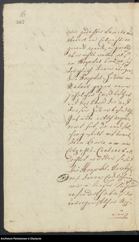 image.from.unit.number "In S. [Sachen] des Erbpächters der Rastenburgischen Hospital Huben zu Mulack [Muławki] Michael Lemcke wegen erlittenen Mißwachses und gebethener Zins=Erlaßung"