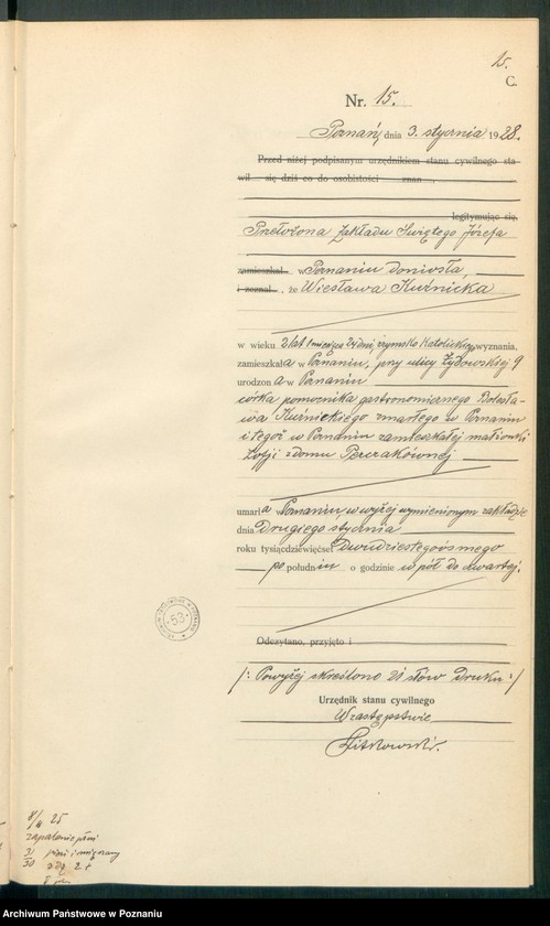 Obraz 17 z jednostki "Księga miejscowa zgonów tom I [Rejestr główny zgonów]"