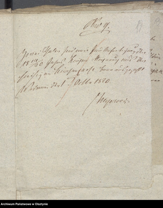 image.from.unit.number "Beläge zur 1819/1820 Jahres Kirchen Rechnung von Widminnen"