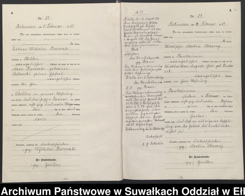 image.from.unit.number "[Geburts-Neben-Register des Königlichen Preussischen Standes-Amtes Belzonzen Kreis Johannisburg]"