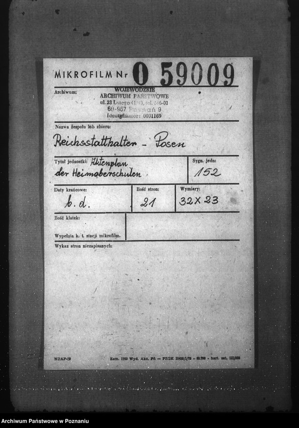 Obraz 2 z jednostki "Aktenplan der Heimoberschulen"