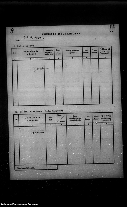 Obraz 13 z jednostki "Kwestionariusz Centrali elektrycznej Państwowego Przedsiębiorstwa Komunalnego w Chodzieży"