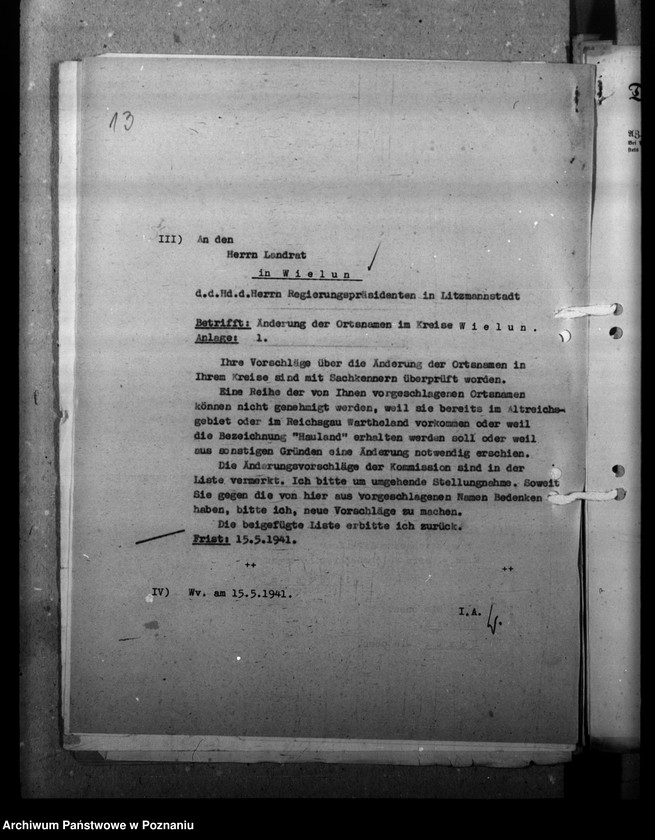 Obraz 17 z jednostki "Ortsnamenänderung - Kreis Welungen (Wieluń)"