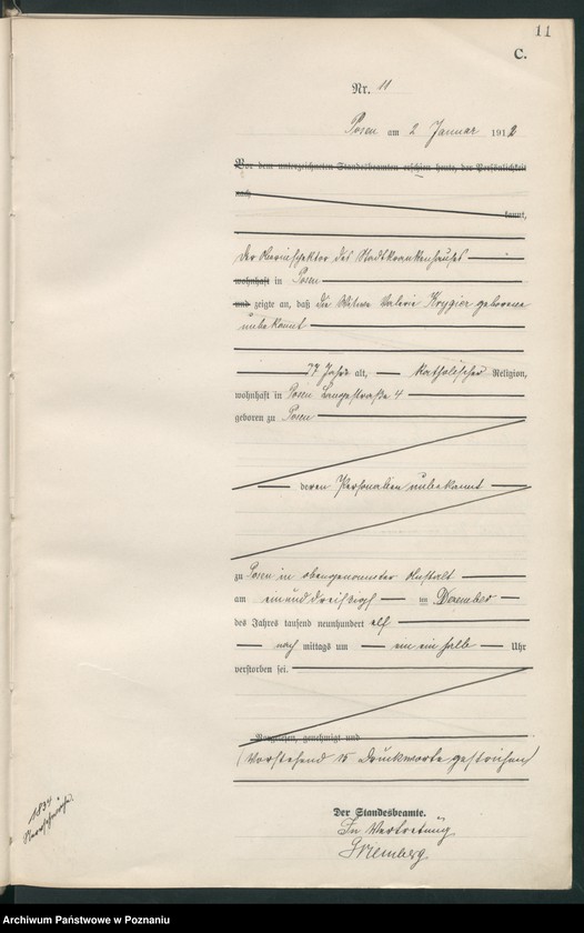 Obraz 13 z jednostki "Księga miejscowa zgonów tom I [Rejestr główny zgonów]"