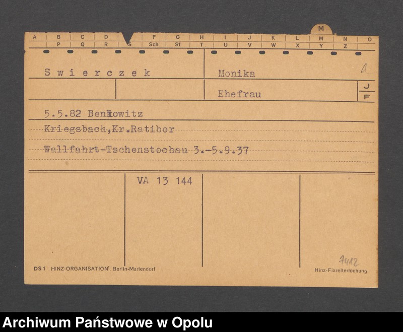 Obraz 3 z jednostki "[Swierczek Monika, ur. 5.05.1882 r. Benkowitz]"