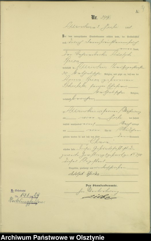 image.from.unit.number "Geburts-Haupt-Register Tom II,Nr 397 - 767"