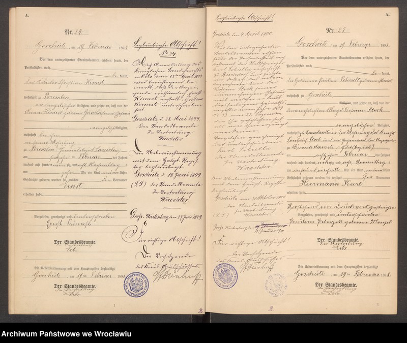 Obraz 15 z jednostki "księga urodzeń Urzędu Stanu Cywilnego w Goszczu (Goschütz) 1898"