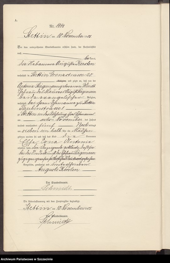 Obraz 8 z jednostki "Geburts-Register (Neben-Register) Band V"