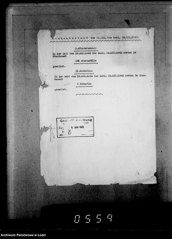 Obraz 5 z jednostki "Wöchentliche (monatliche) Tätigkeitsberichte des Ältesten der Juden"