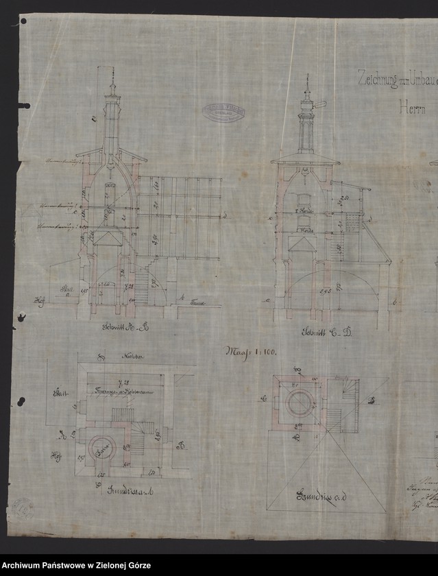 Obraz 6 z jednostki "Bahnhofstrasse 60. Bergschlösschen - Brauerei A.G. Umbau der Malzdarre in der Brauerei. H. Schneller."