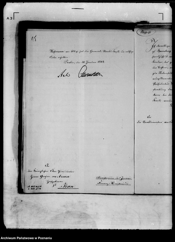 Obraz 20 z jednostki "Die der Witwe des verstorbenen Regierungspräsidenten Wissmann zu Bromberg bewilligte Pension und Kinderziehungsgelder."