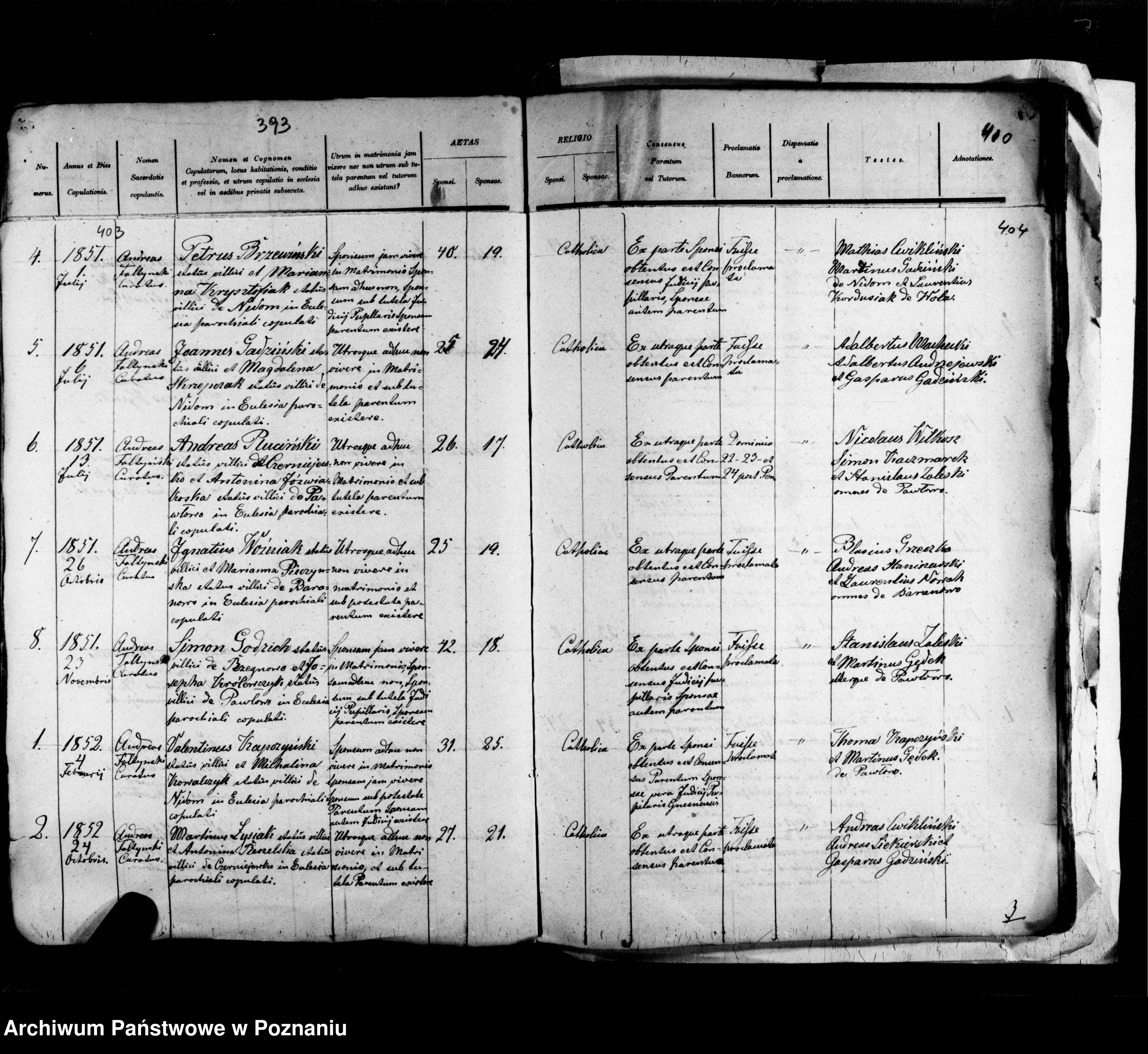 Skan z jednostki: Metrica copulatorum, baptisatorum, mortuorum