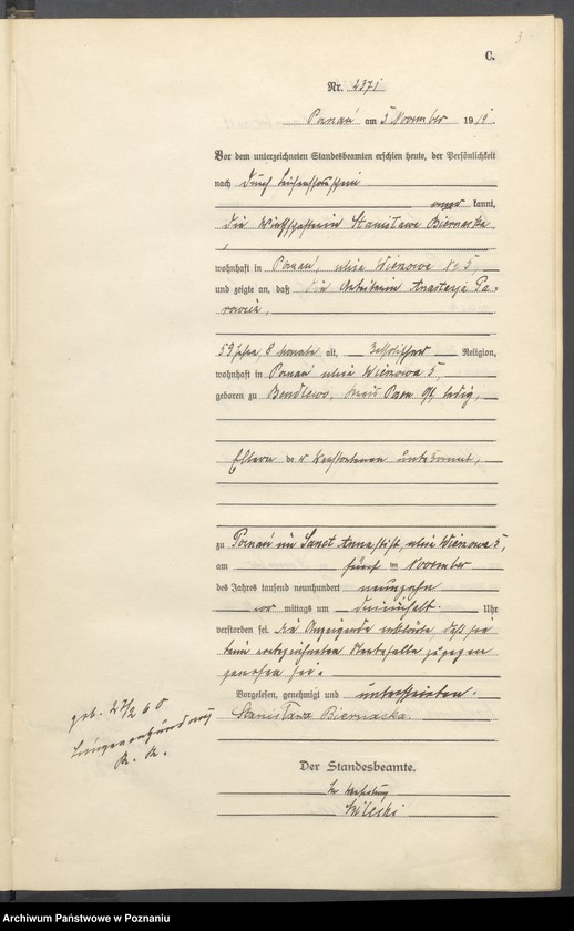 Obraz 5 z jednostki "Księga miejscowa zgonów tom VI [Rejestr główny zgonów]"