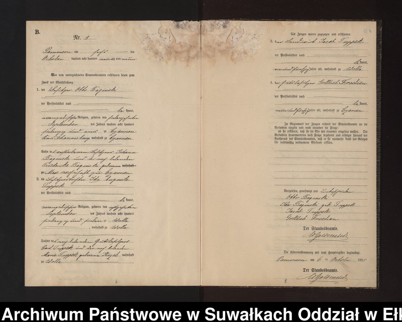 Obraz 7 z jednostki "Heiraths-Neben-Register des Preussischen Standes-Amtes Neuhoff Kreis Loetzen"