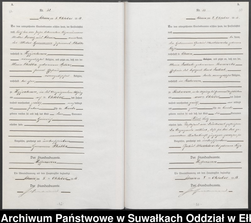 image.from.unit.number "[Geburts=Neben=Register des Königlichen Preussischen Standes-Amtes Gneist Kreis Lötzen]"