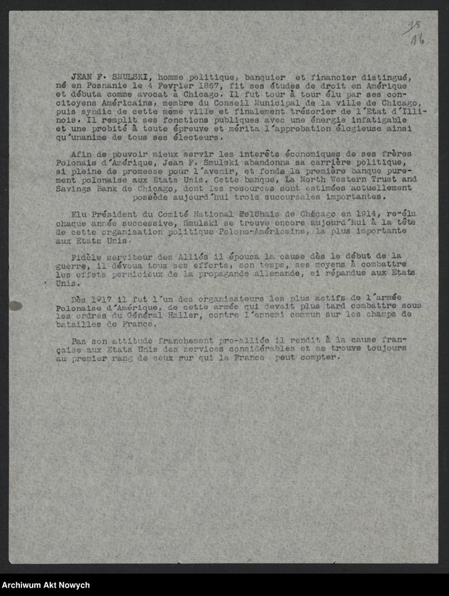 Obraz 18 z jednostki "Jusserand Jean Jules (historyk, dyplomata); Załączniki: charakterystyki i życiorysy F. E. Fronczaka, T. A. Starzyńskiego, J. F. Smulskiego, K. Żychlińskiego, N. L. Piotrowskiego; L.6 (odpowiedzi - maszynopisy)"
