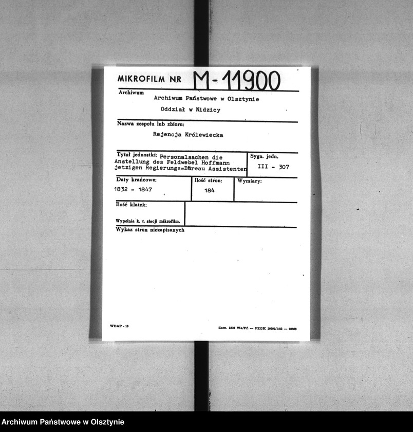 image.from.unit.number "Anstellung des Feldwebel Hoffmann [Rudolph Eduard] jetzigen Regierungs-Büreau Assistenten"