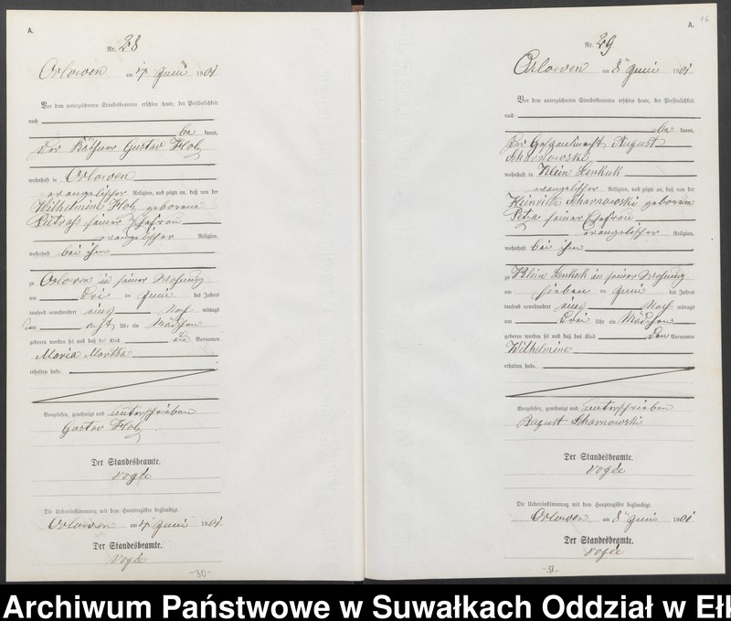 image.from.unit.number "Geburts-Neben-Register des Preussischen Standes-Amtes Orlowen Kreis Loetzen"