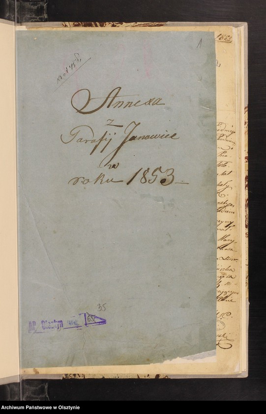 image.from.unit.number "Annexa z Parafij Janowiec w roku 1853"