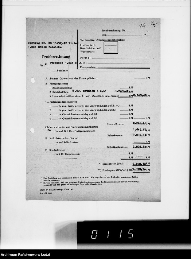 Obraz 18 z jednostki "444 Kriegsauftrag 13052/42 Winter 38 1803 St.Fusssäcke HBA Berlin II"