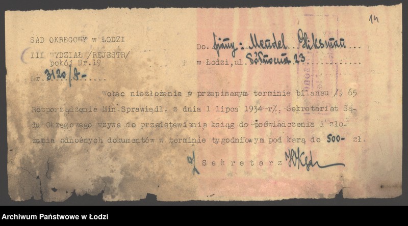 Obraz 16 z jednostki "Mendel Gliksman- sprzedaż pończoch"