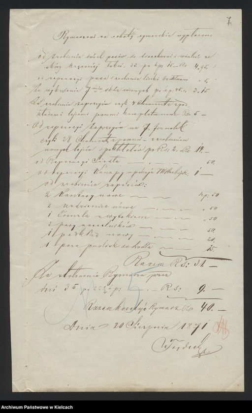 image.from.unit.number "Dowody rozchodu kasy dóbr Dalowice za 1871/72 r"