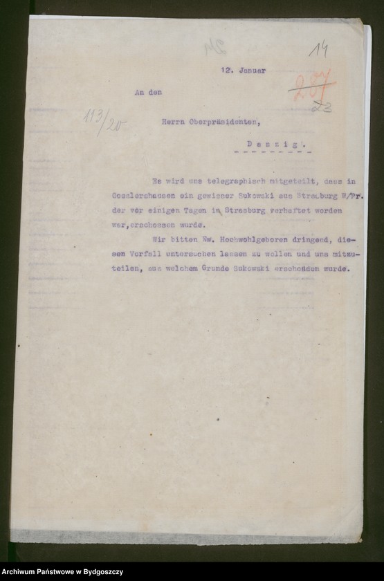 image.from.unit.number "[Korespondencja z nadprezydentem Prowincji Prus Zachodnich]"