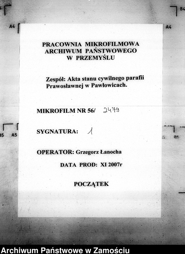 image.from.team "Akta stanu cywilnego Parafii Prawosławnej w Pawłowicach"